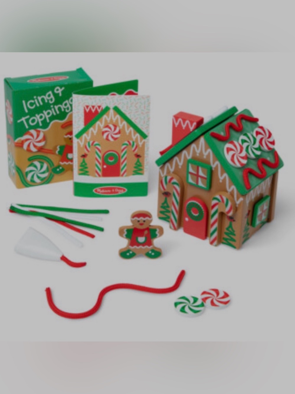 Melissa & Doug Rare gingerbread house red, green and brown complete